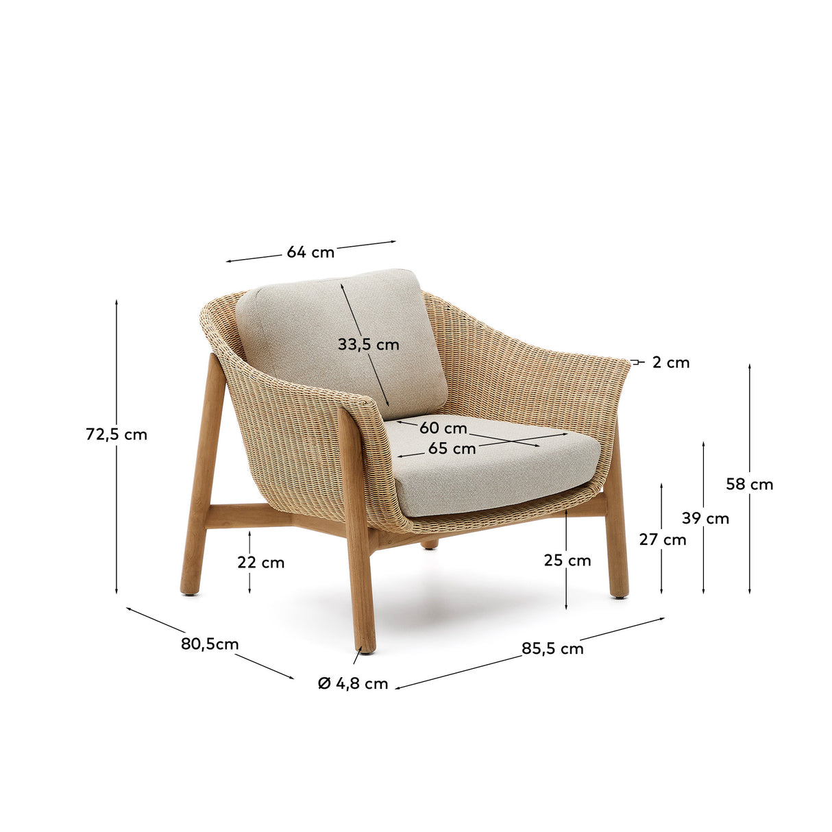 Sessel Galea aus massivem Teakholz und synthetischem Rattan FSC 100%