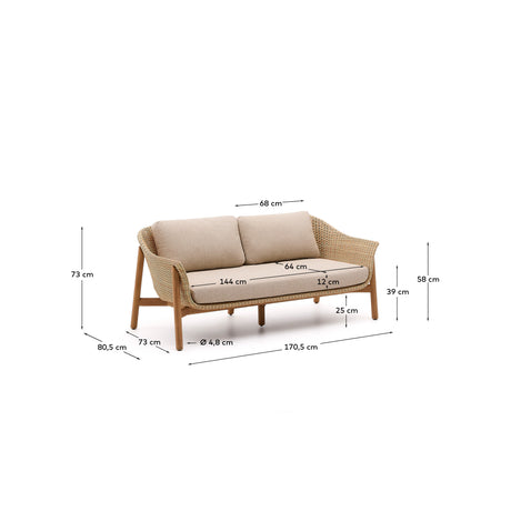 2-Sitzer-Sofa Galea aus massivem Teakholz und synthetischem Rattan 170,5 cm FSC 100% FSC - ZEN ZONE Furniture