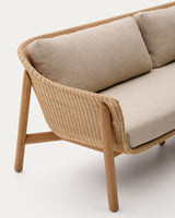 3-Sitzer-Sofa Galea aus massivem Teakholz und synthetischem Rattan 223 cm FSC 100% FSC - ZEN ZONE Furniture