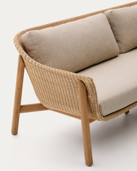 3-Sitzer-Sofa Galea aus massivem Teakholz und synthetischem Rattan 223 cm FSC 100% FSC - ZEN ZONE Furniture