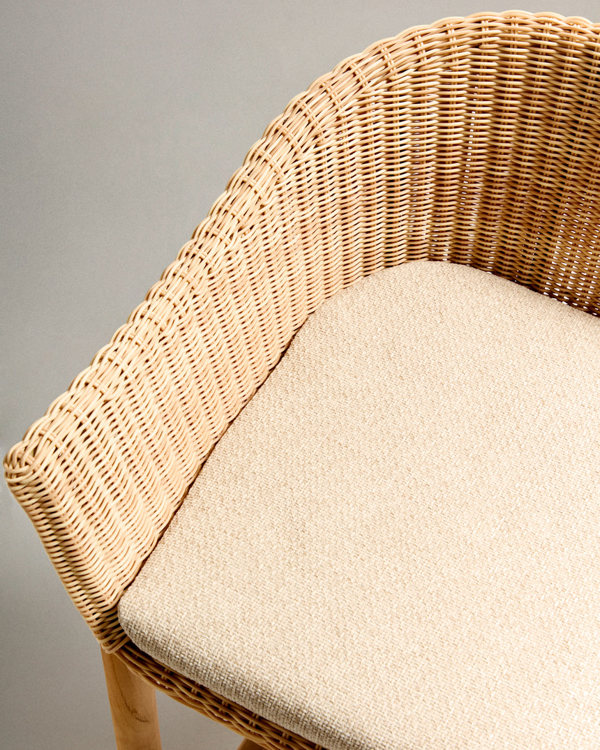 Hocker Galea aus massivem Teakholz und synthetischem Rattan 65 cm FSC 100% - ZEN ZONE Furniture