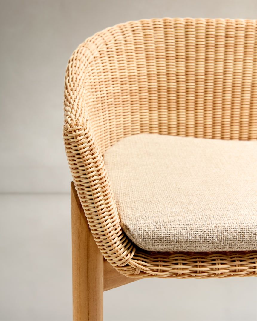 Hocker Galea aus massivem Teakholz und synthetischem Rattan 65 cm FSC 100% - ZEN ZONE Furniture