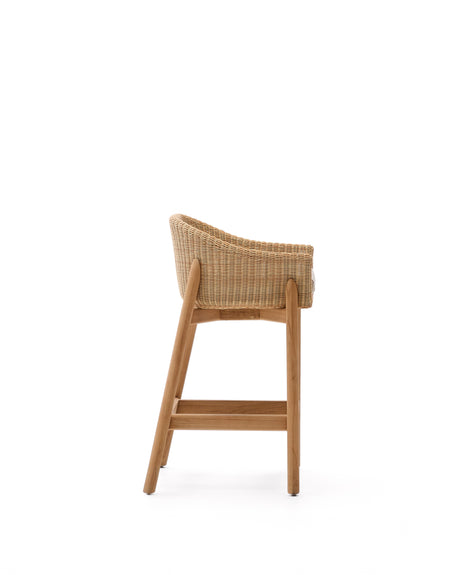 Hocker Galea aus massivem Teakholz und synthetischem Rattan 75 cm FSC 100% - ZEN ZONE Furniture