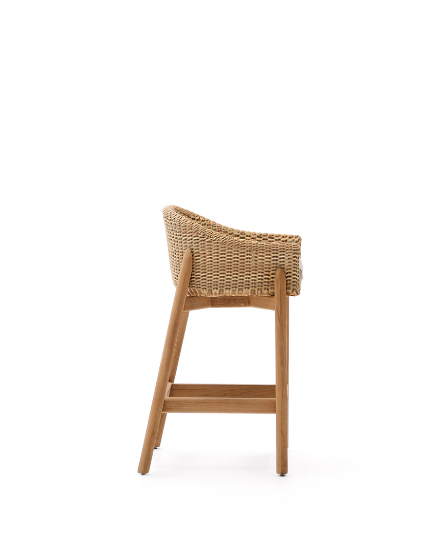 Hocker Galea aus massivem Teakholz und synthetischem Rattan 75 cm FSC 100% - ZEN ZONE Furniture