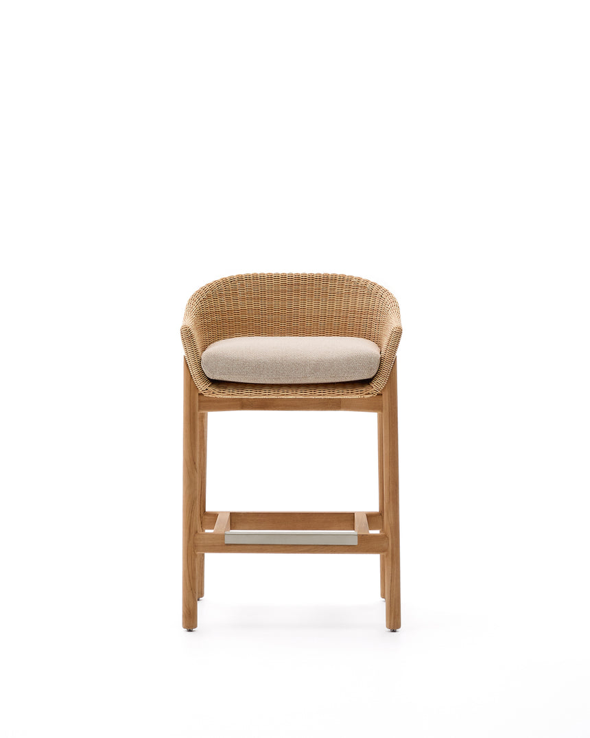 Hocker Galea aus massivem Teakholz und synthetischem Rattan 75 cm FSC 100% - ZEN ZONE Furniture