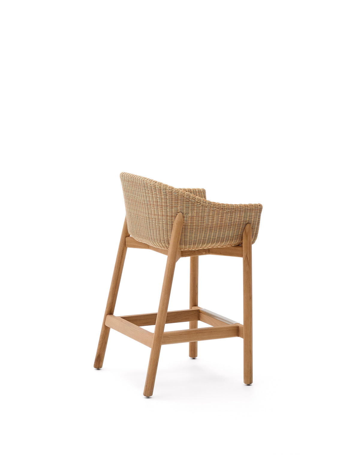 Hocker Galea aus massivem Teakholz und synthetischem Rattan 75 cm FSC 100%