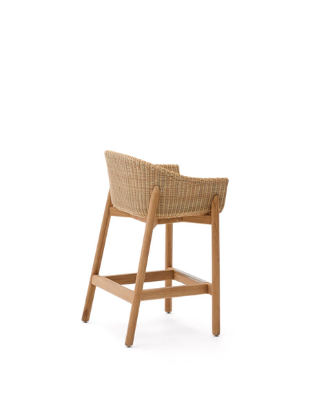 Hocker Galea aus massivem Teakholz und synthetischem Rattan 75 cm FSC 100% - ZEN ZONE Furniture