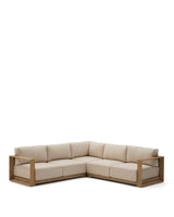 5-Sitzer-Ecksofa Ambra aus massivem Akazienholz mit hellem Finish 248 cm - ZEN ZONE Furniture
