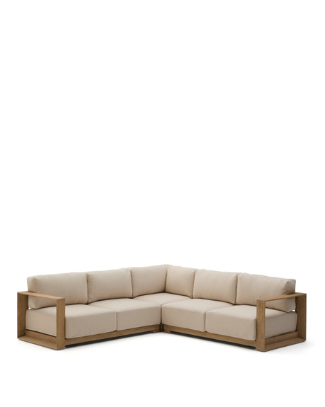 5-Sitzer-Ecksofa Ambra aus massivem Akazienholz mit hellem Finish 248 cm - ZEN ZONE Furniture