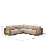 5-Sitzer-Ecksofa Ambra aus massivem Akazienholz mit hellem Finish 248 cm - ZEN ZONE Furniture