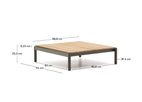 Couchtisch Sorells aus grünem Aluminium und Teakholz 89 x 91 cm FSC 100% - ZEN ZONE Furniture