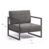 Comova Sessel 100% outdoor dunkelgrau und aus schwarzem Aluminium - ZEN ZONE Furniture