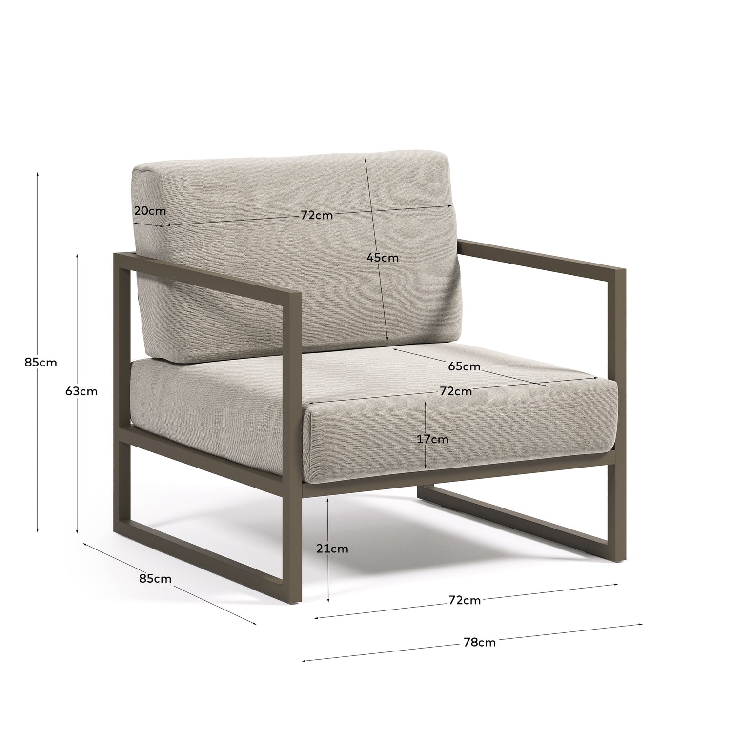 Comova Sessel 100% outdoor hellgrau und Aluminium grün - ZEN ZONE Furniture