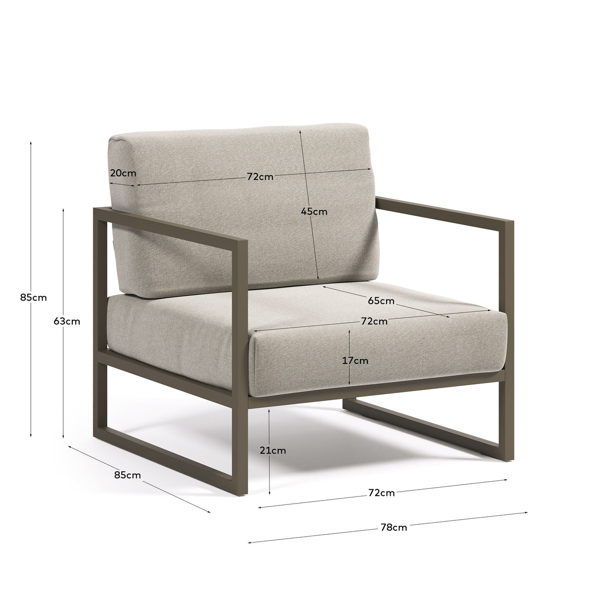 Comova Sessel 100% outdoor hellgrau und Aluminium grün - ZEN ZONE Furniture