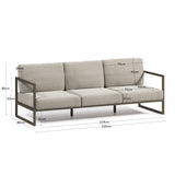 Comova 3-Sitzer Sofa 100% outdoor hellgrau und Aluminium grün 222 cm - ZEN ZONE Furniture