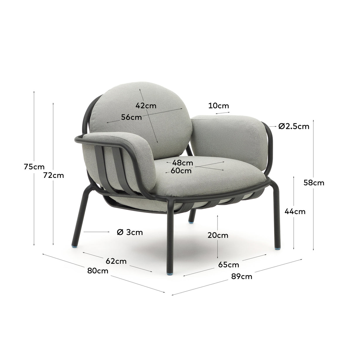 Joncols Gartensessel aus Aluminium mit Finish in Grau - ZEN ZONE Furniture