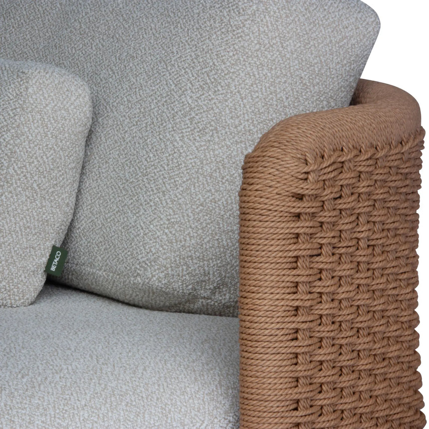 Garten Sofa Orosei, Linke Seite, aus Naturteak und Seil in Natur, 203×119×63 cm - ZEN ZONE Furniture