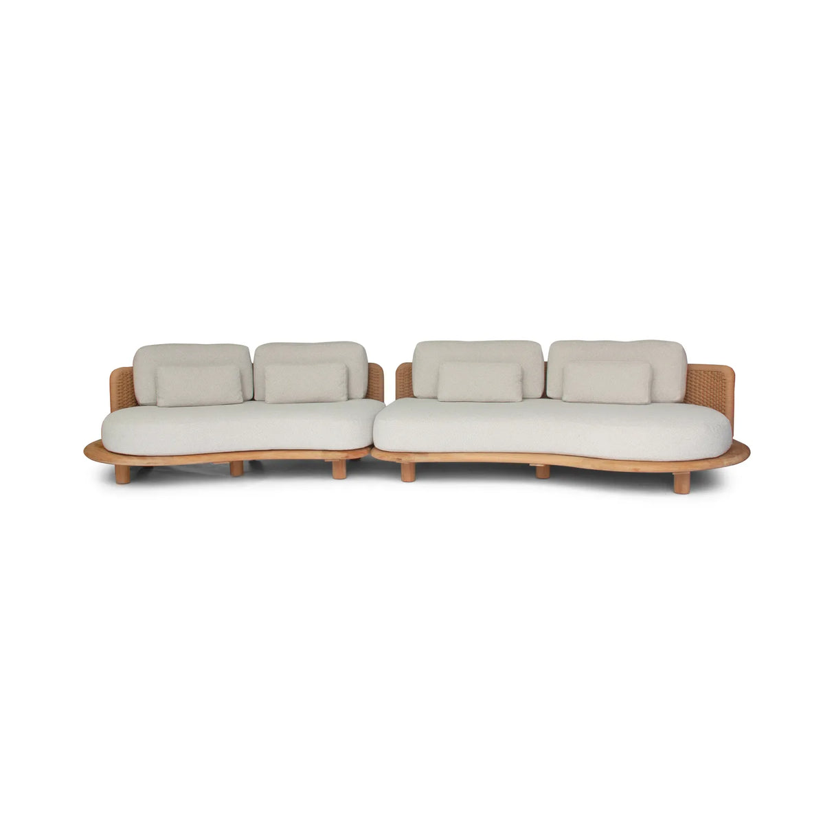Garten Sofa Orosei, Rechte Seite, aus Naturteak und Seil in Natur, 115×187×63 cm - ZEN ZONE Furniture
