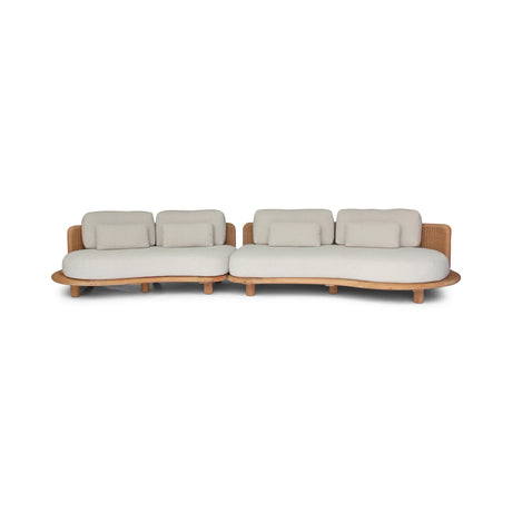 Garten Sofa Orosei, Rechte Seite, aus Naturteak und Seil in Natur, 115×187×63 cm - ZEN ZONE Furniture