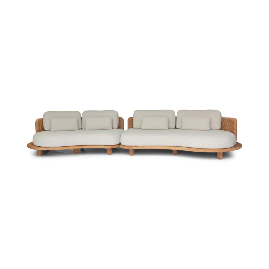 Garten Sofa Orosei, Rechte Seite, aus Naturteak und Seil in Natur, 115×187×63 cm - ZEN ZONE Furniture
