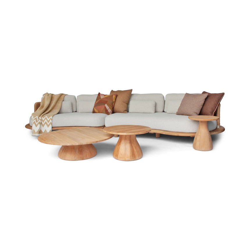 Garten Sofa Orosei, Linke Seite, aus Naturteak und Seil in Natur, 203×119×63 cm - ZEN ZONE Furniture