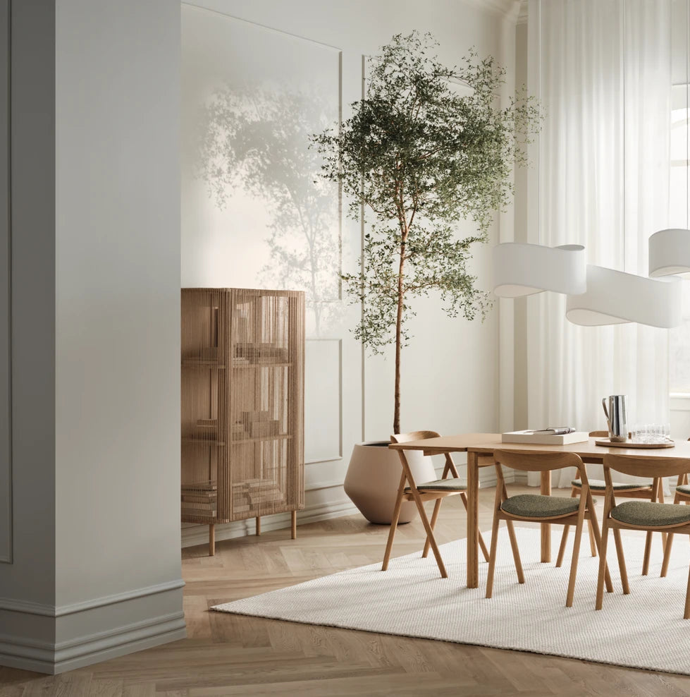 Cord Highboard, aus Eiche, geölt, Ausführung mit Cord, 90x45 cm