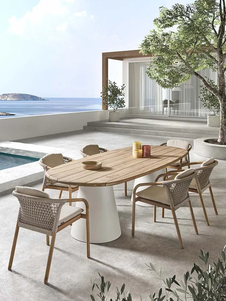 Gartentisch Pipa aus Teakholz in beige, 120x260x75 cm - ZEN ZONE Furniture