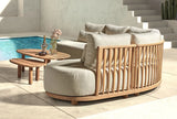 5-Sitzer-Gartensofa Pisang aus Teakholz mit cremefarbenen Kissen, 340x265x77 cm - ZEN ZONE Furniture