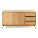 Taiana Sideboard 2 Türen 3 Schubladen Eichenfurnier Stahlgestell in Schwarz 160 x 78 cm - ZEN ZONE Furniture