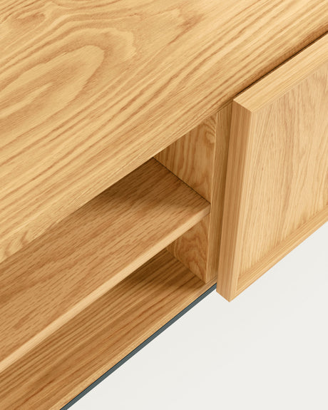 Taiana TV-Schrank 1 Türe Eichenfurnier und Stahlgestell mit schwarzem Finish 112 x 51 cm - ZEN ZONE Furniture