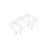 RAWLINS 3-Sitzer Sofa in rachel grün, 259x116x85 cm