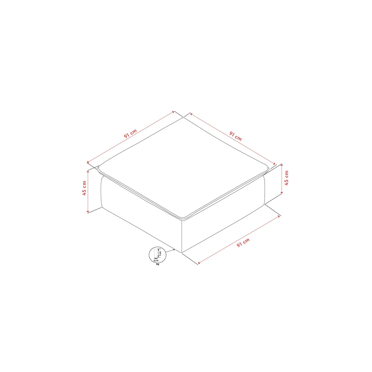 RAWLINS Fußhocker in Rachel grün, 91x91x45 cm