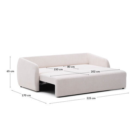 Schlafsofa Laira 3-Sitzer in Chenille ecru 225 cm FSC Mix Credit - ZEN ZONE Furniture