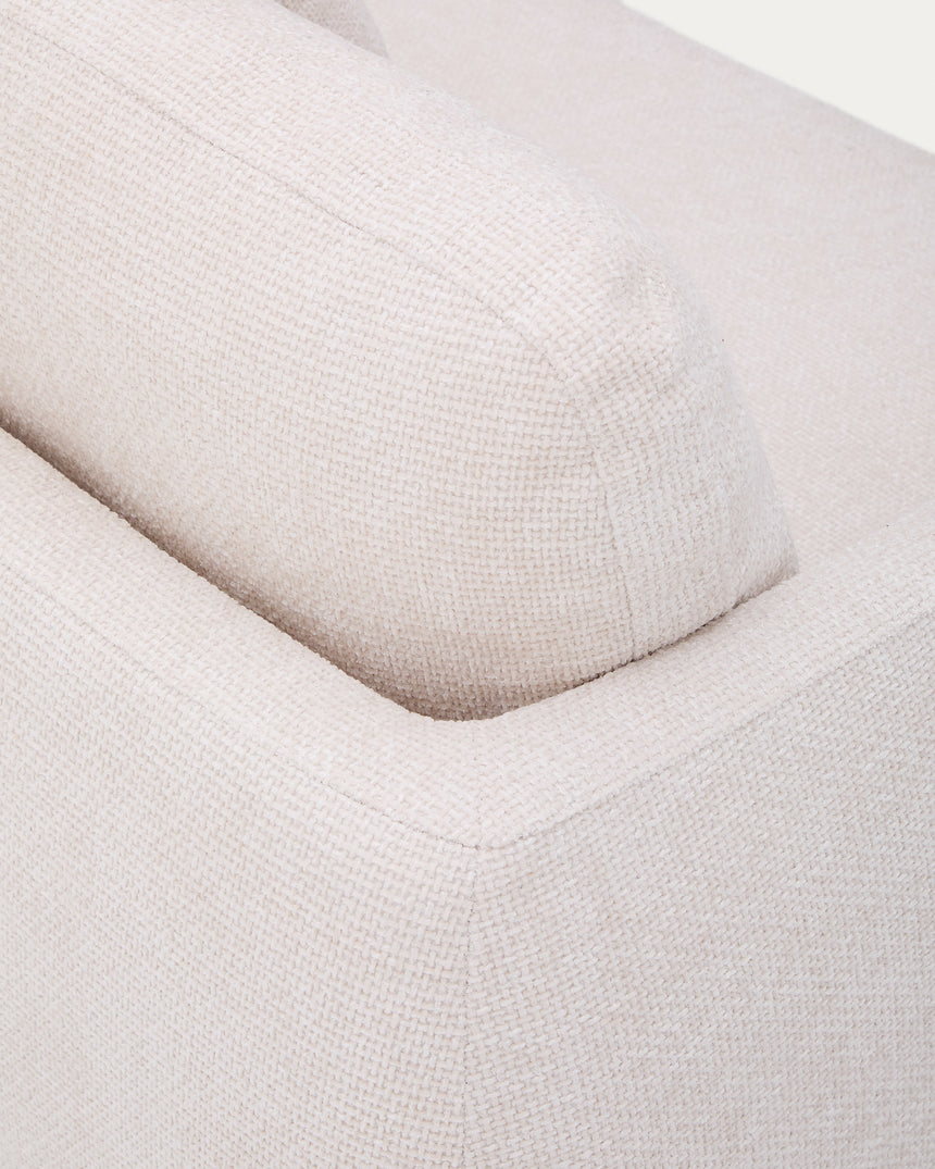 Schlafsofa Laira 3-Sitzer in Chenille mit Chaiselongue rechts ecru 246 cm FSC Mix Credit - ZEN ZONE Furniture