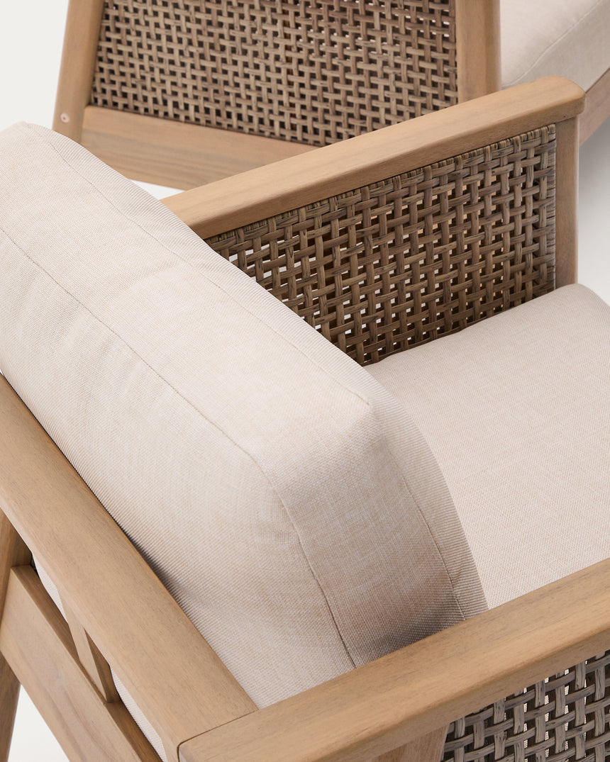 Set Alabe bestehend aus 2-Sitzer-Sofa, 2 Sesseln und Couchtisch aus Akazienholz 100% FSC - ZEN ZONE Furniture