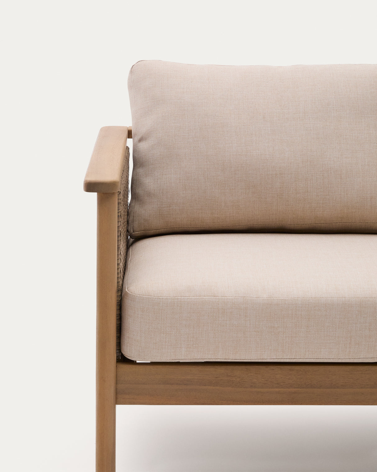 Set Alabe bestehend aus 2-Sitzer-Sofa, 2 Sesseln und Couchtisch aus Akazienholz 100% FSC