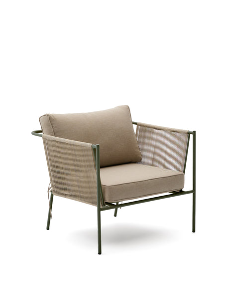 Outdoor-Sessel Zivia aus écrufarbenem Seil und grün verzinktem Stahl - ZEN ZONE Furniture