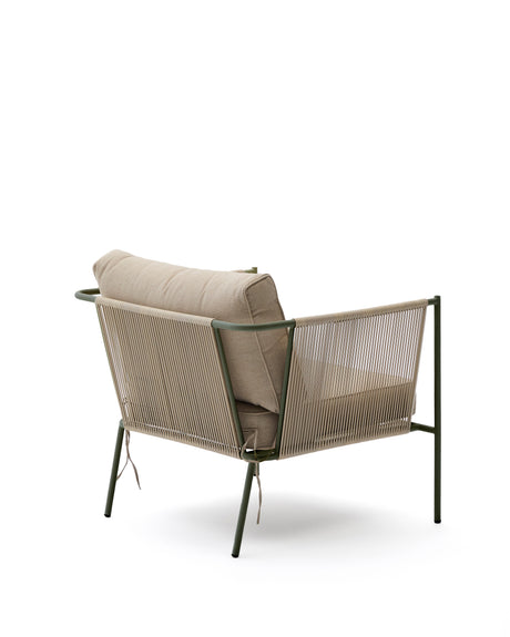Outdoor-Sessel Zivia aus écrufarbenem Seil und grün verzinktem Stahl - ZEN ZONE Furniture
