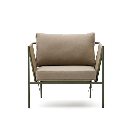 Outdoor-Sessel Zivia aus écrufarbenem Seil und grün verzinktem Stahl - ZEN ZONE Furniture