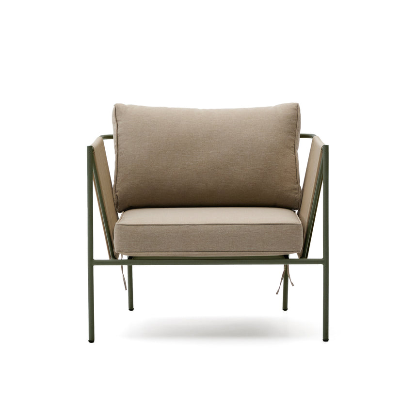 Outdoor-Sessel Zivia aus écrufarbenem Seil und grün verzinktem Stahl - ZEN ZONE Furniture
