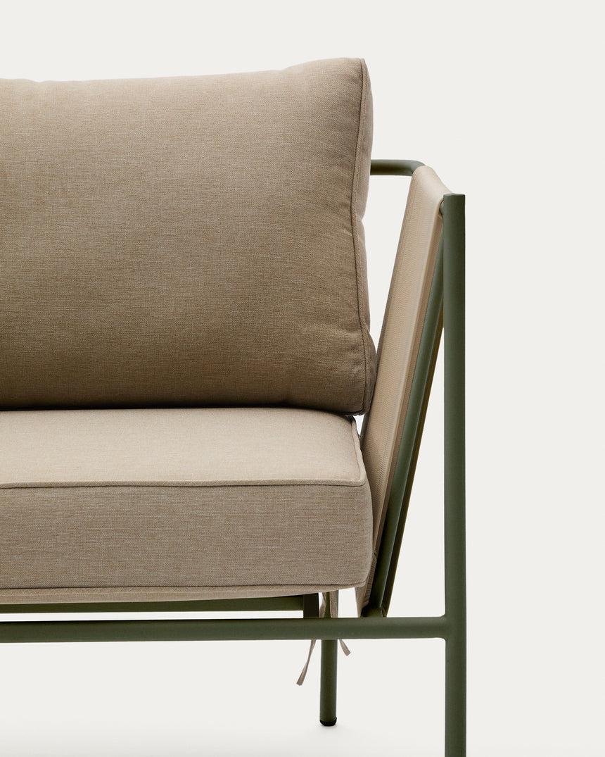 Outdoor-Sessel Zivia aus écrufarbenem Seil und grün verzinktem Stahl - ZEN ZONE Furniture