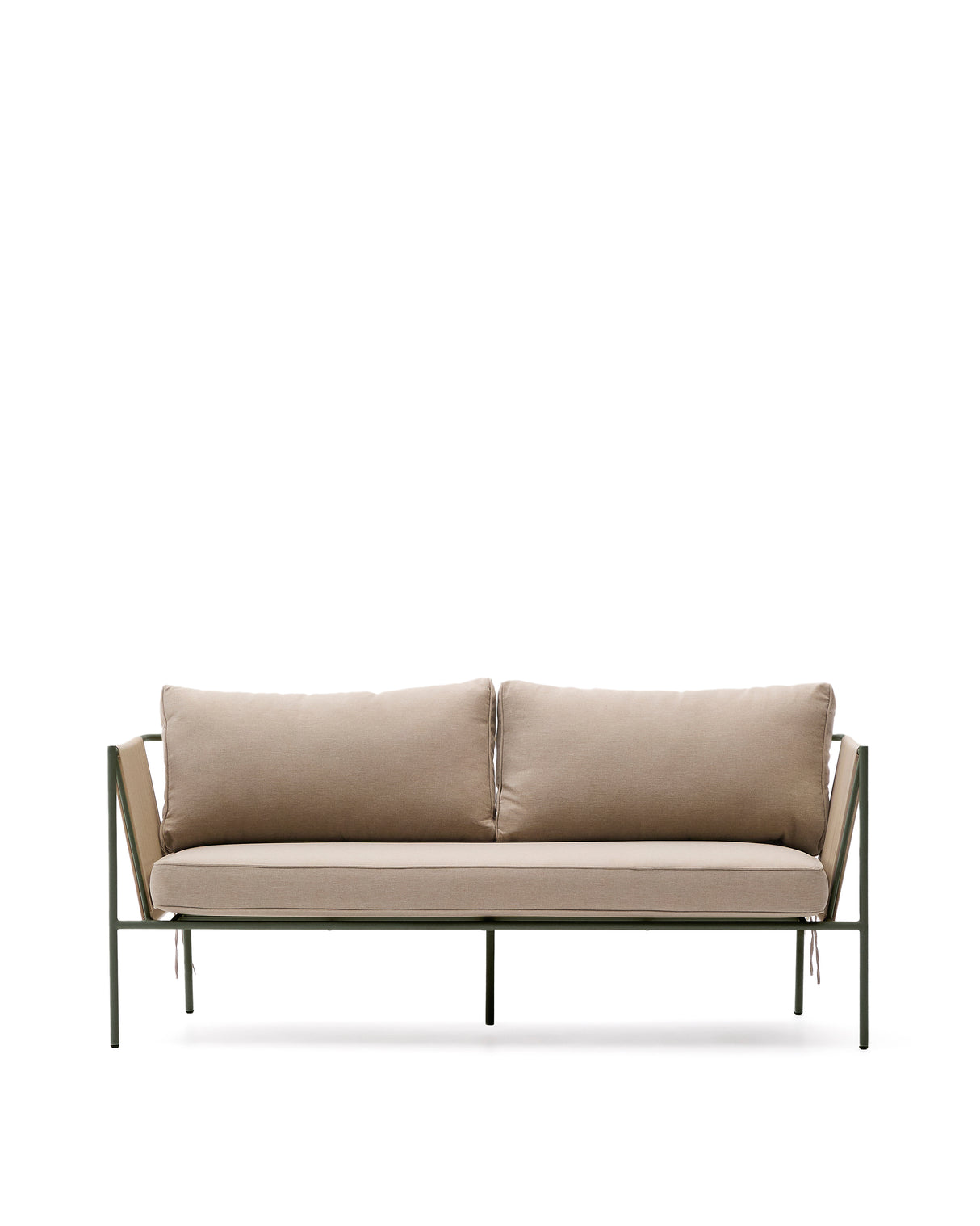2-Sitzer-Outdoor-Sofa Zivia aus écrufarbenem Seil und grün verzinktem Stahl 178 cm