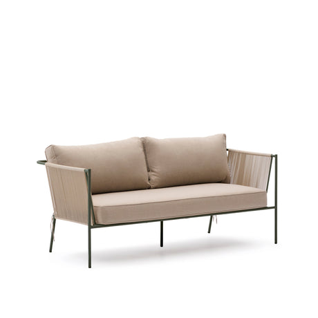 2-Sitzer-Outdoor-Sofa Zivia aus écrufarbenem Seil und grün verzinktem Stahl 178 cm - ZEN ZONE Furniture