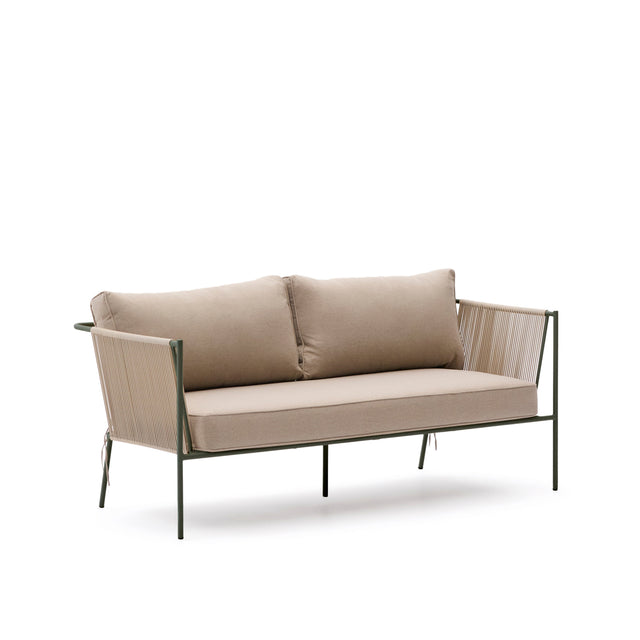 2-Sitzer-Outdoor-Sofa Zivia aus écrufarbenem Seil und grün verzinktem Stahl 178 cm - ZEN ZONE Furniture