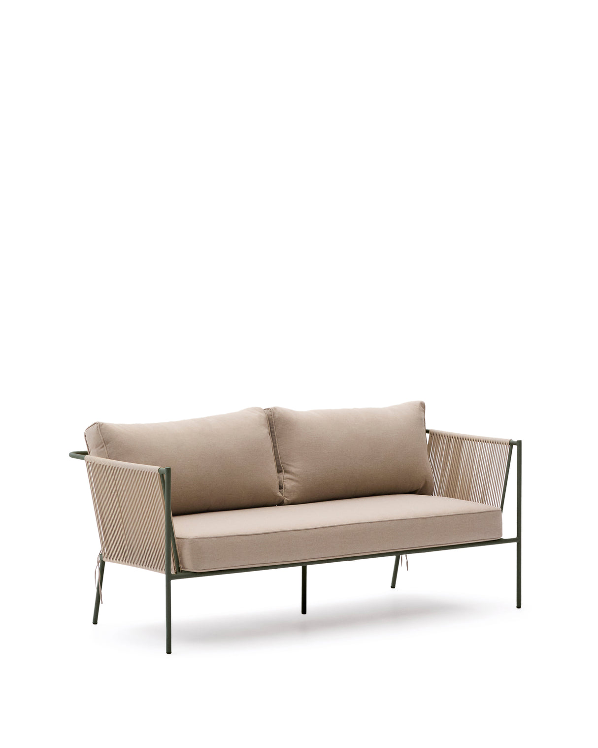 2-Sitzer-Outdoor-Sofa Zivia aus écrufarbenem Seil und grün verzinktem Stahl 178 cm