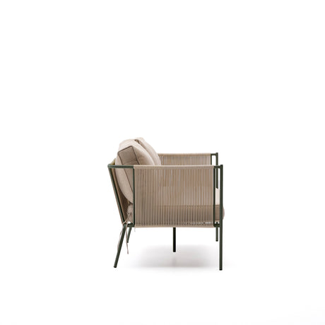 2-Sitzer-Outdoor-Sofa Zivia aus écrufarbenem Seil und grün verzinktem Stahl 178 cm - ZEN ZONE Furniture