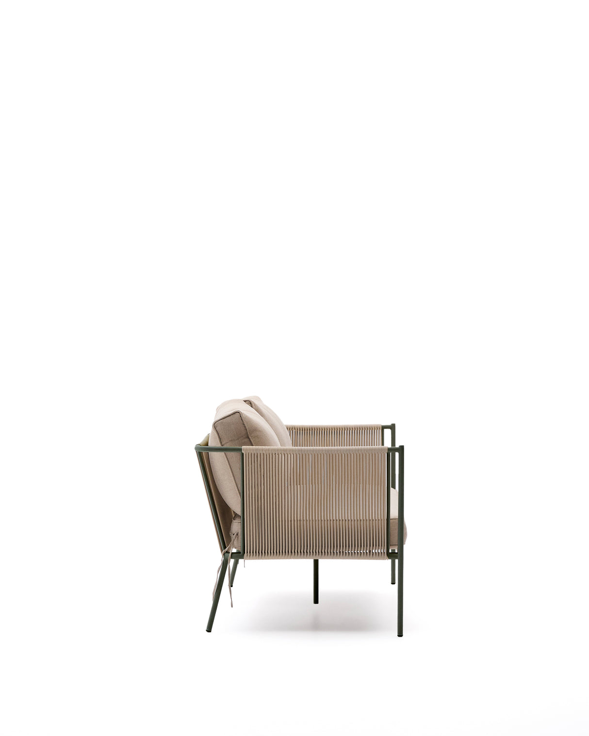 2-Sitzer-Outdoor-Sofa Zivia aus écrufarbenem Seil und grün verzinktem Stahl 178 cm