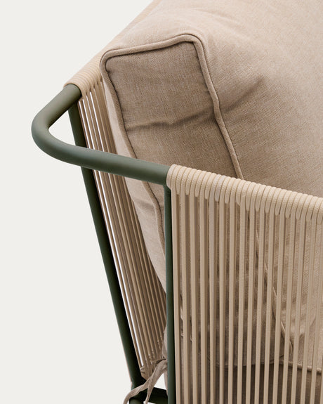 2-Sitzer-Outdoor-Sofa Zivia aus écrufarbenem Seil und grün verzinktem Stahl 178 cm - ZEN ZONE Furniture