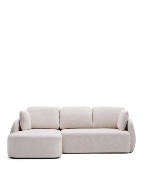 Schlafsofa Laira 3-Sitzer in Chenille mit Chaiselongue links ecru 246 cm FSC Mix Credit - ZEN ZONE Furniture