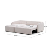 Schlafsofa Laira 3-Sitzer in Chenille mit Chaiselongue links ecru 246 cm FSC Mix Credit - ZEN ZONE Furniture